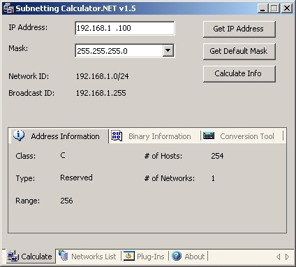 Subnetting Calculator.NET Screenshot